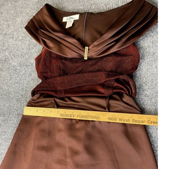 Patra Dress Womens 6 Brown Glitter Formal Gown Prom Satin Rhinestone Long - Picture 7 of 16